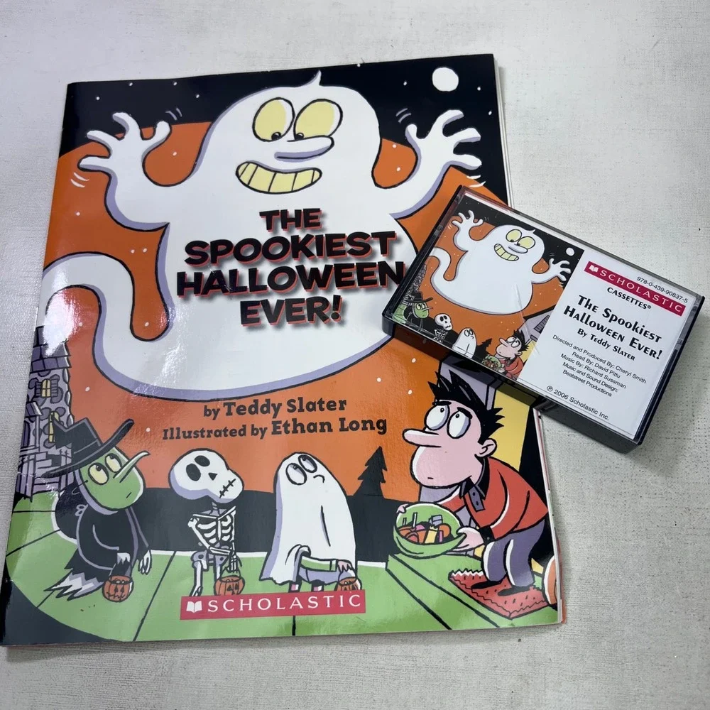 Scholastic The Spookiest Halloween Ever Book & Cassette Set 2006 Teddy Slater